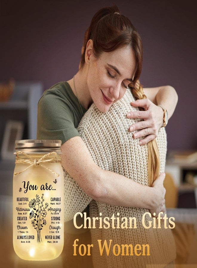 BeneCharm Christmas Christian Gifts for Women, Christian Mason Jar Night Light, Christmas Birthday Gifts for Women, Inspirational Religious Presents for Sister, Friend, Mom, Daughter - Image 2